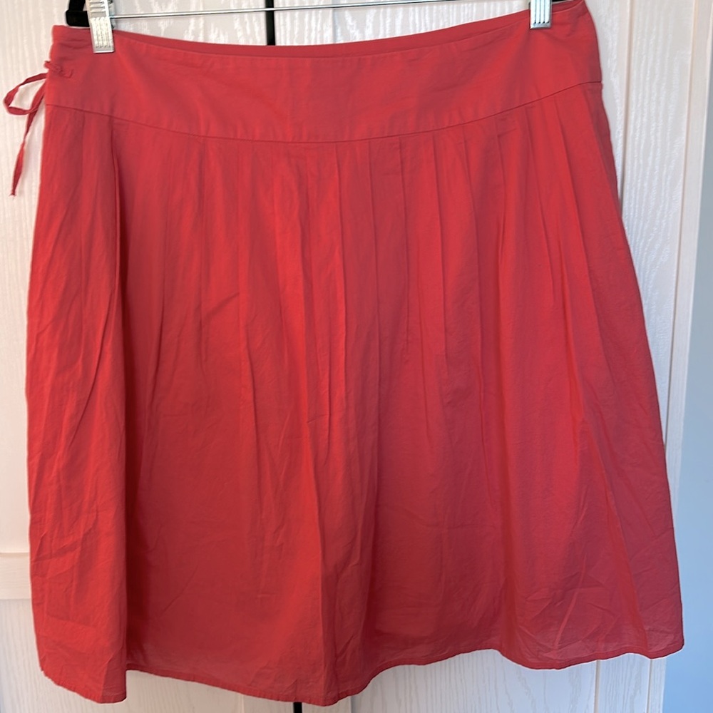 Talbots Women's Coral Pink Pleated Cotton Knee‎ Length / Midi Skirt Size 16P